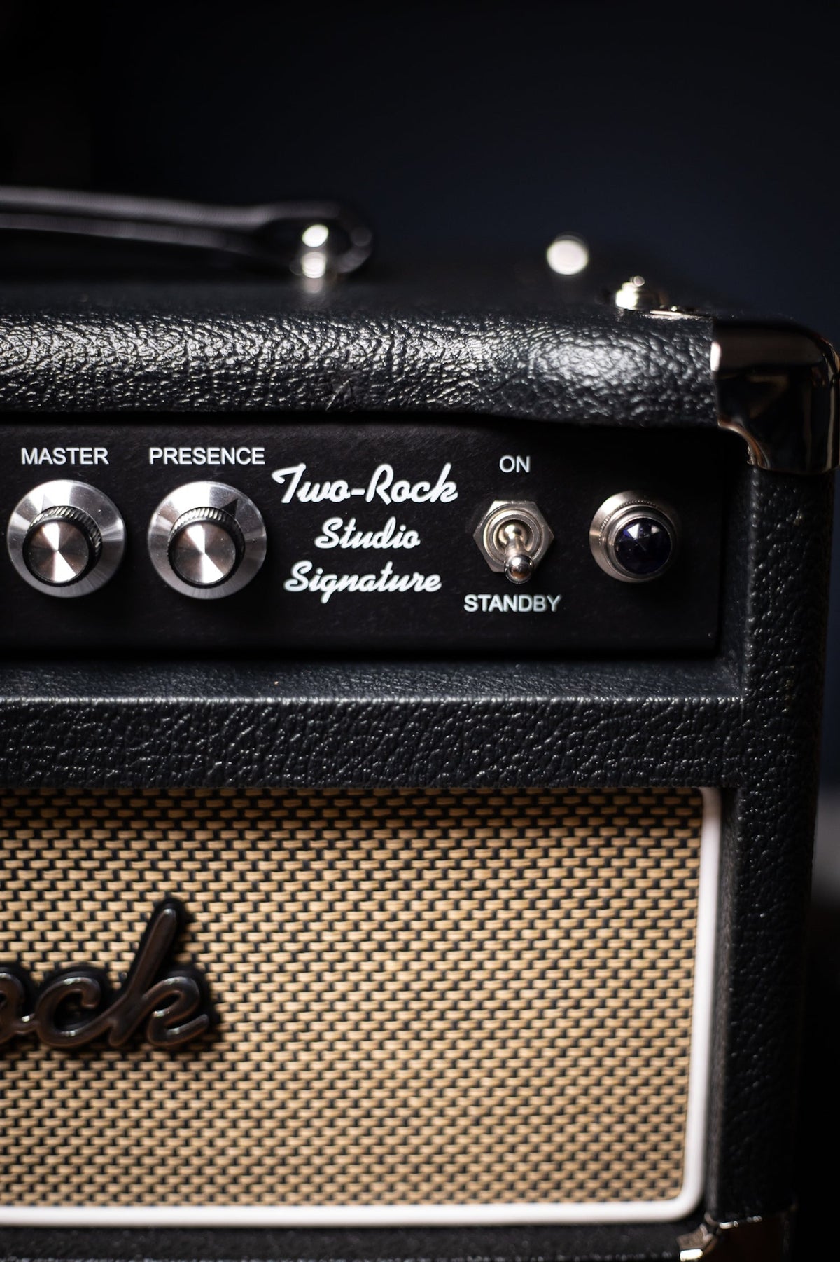 2022 Two-Rock Studio Signature 35 Watt Tube Head and 12-65B 1x12 Extension Cabinet - Black Levant, Black Chassis, Aged British Black and Tan Grill, Silver Knobs, White Piping
