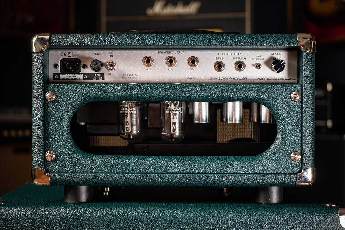 Pre-Order: Two-Rock Studio Signature British Racing Green 35 Watt Tube Head and 12-65B 1x12 Extension Cabinet- Silver Chassis, British Racing Green, Cane Grill, Silver Knobs