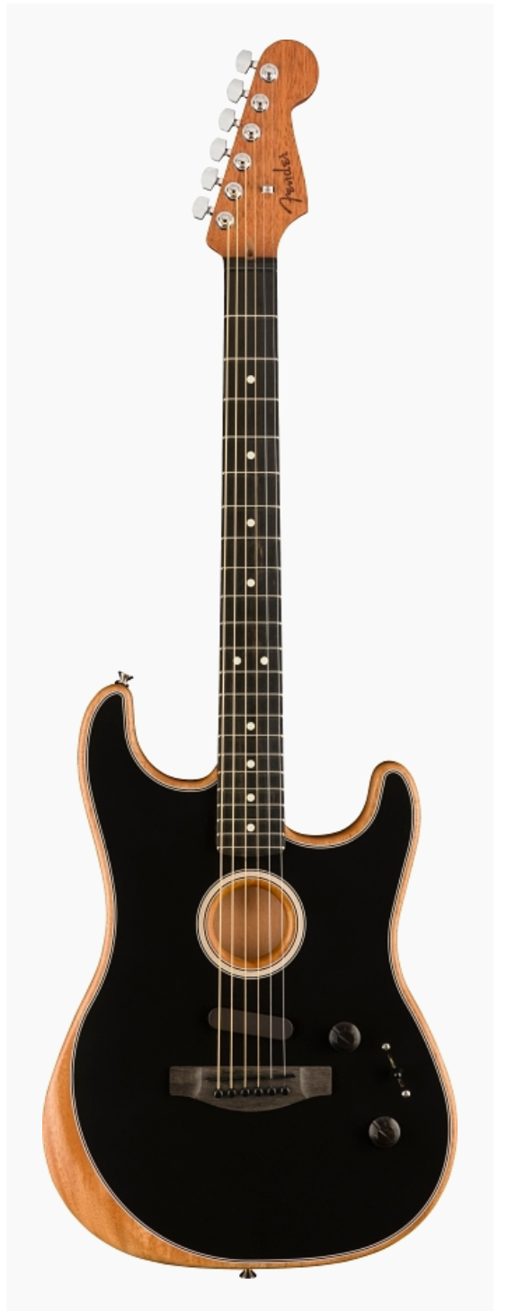 Fender American Acoustasonic Stratocaster Acoustic Electric Guitar - Black