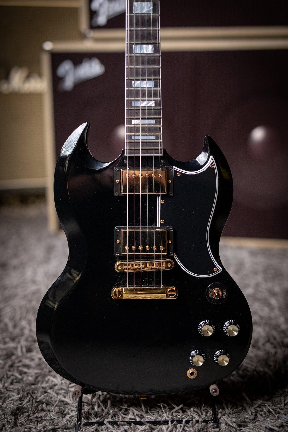Gibson Custom Shop SG Custom w/ Ebony Fingerboard Gloss Electric Guitar - Ebony