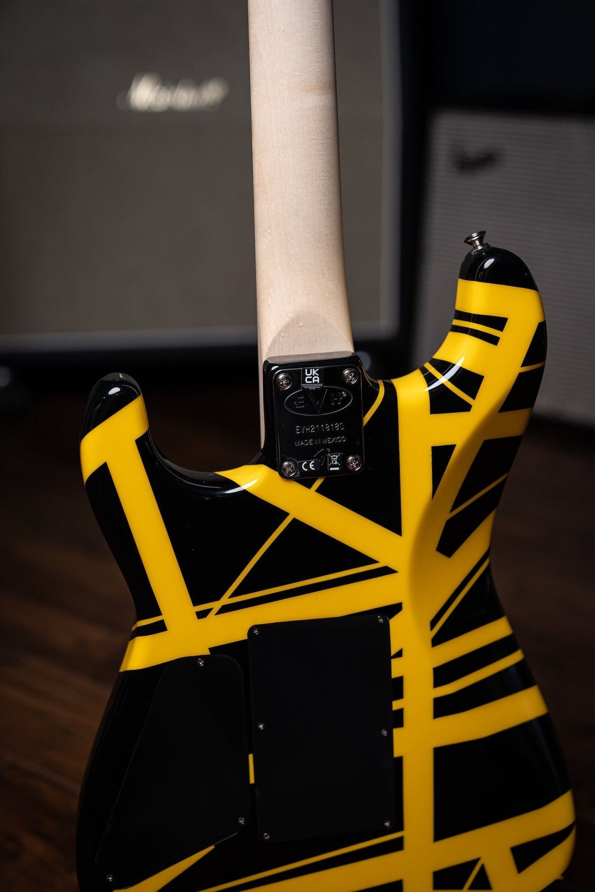 EVH Stripped Series Electric Guitar - Black with Yellow Stripes