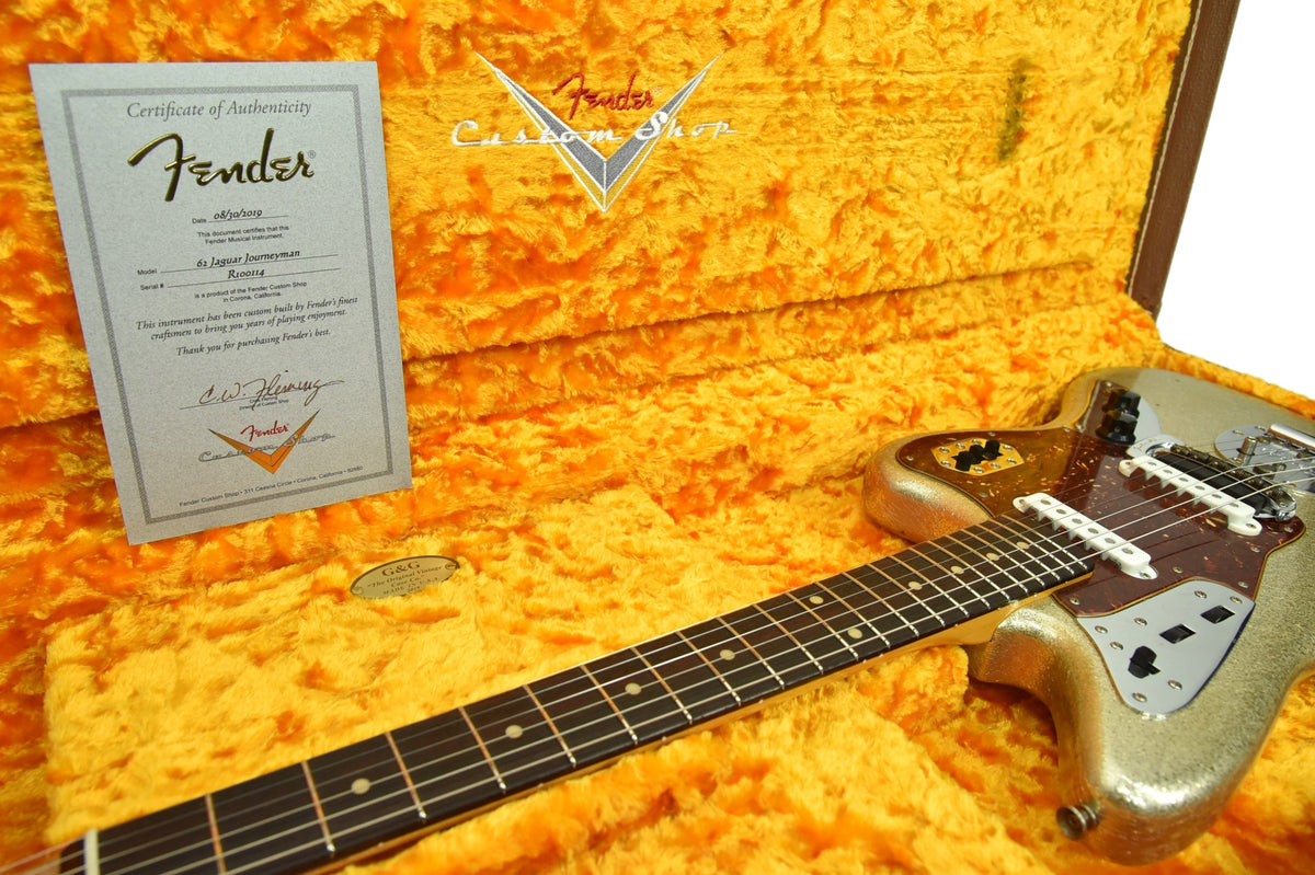 Used Fender Custom Shop 62 Jaguar Journeyman Relic Champagne Gold Sparkle R100114