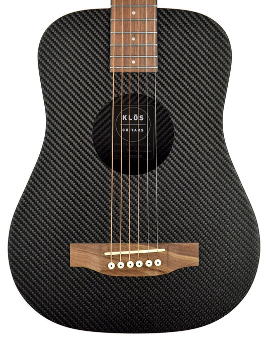 Klos Hybrid Carbon Fiber Acoustic Electric Travel Guitar in Black 155025