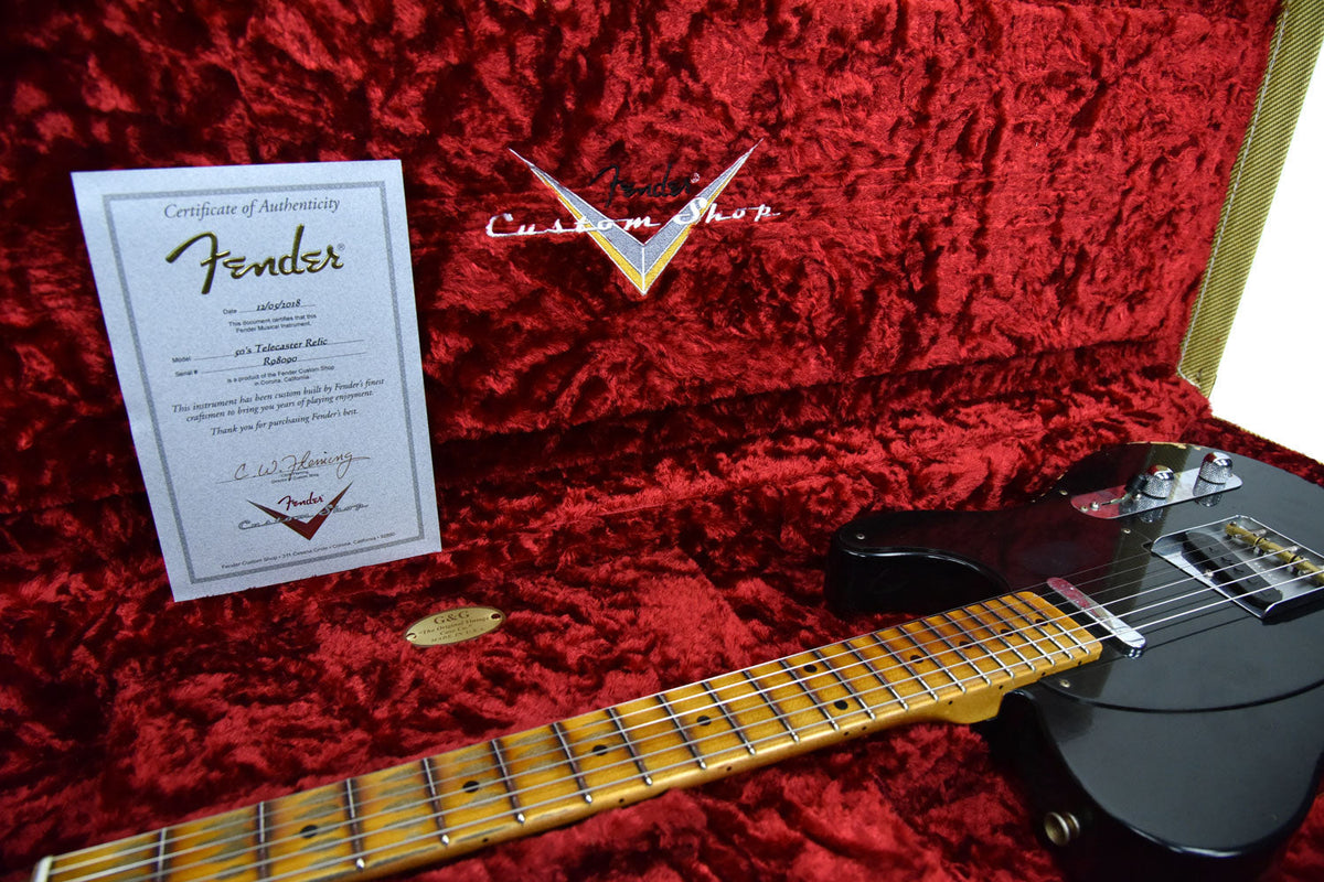 Fender Custom Shop 1 Piece Ash 50s Telecaster Relic in Black R98090