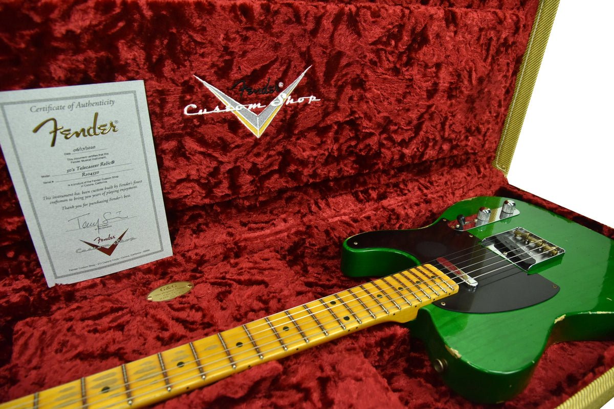 Fender Custom Shop 50s Telecaster Relic 1 Piece Ash Emerald Green Transparent R104550