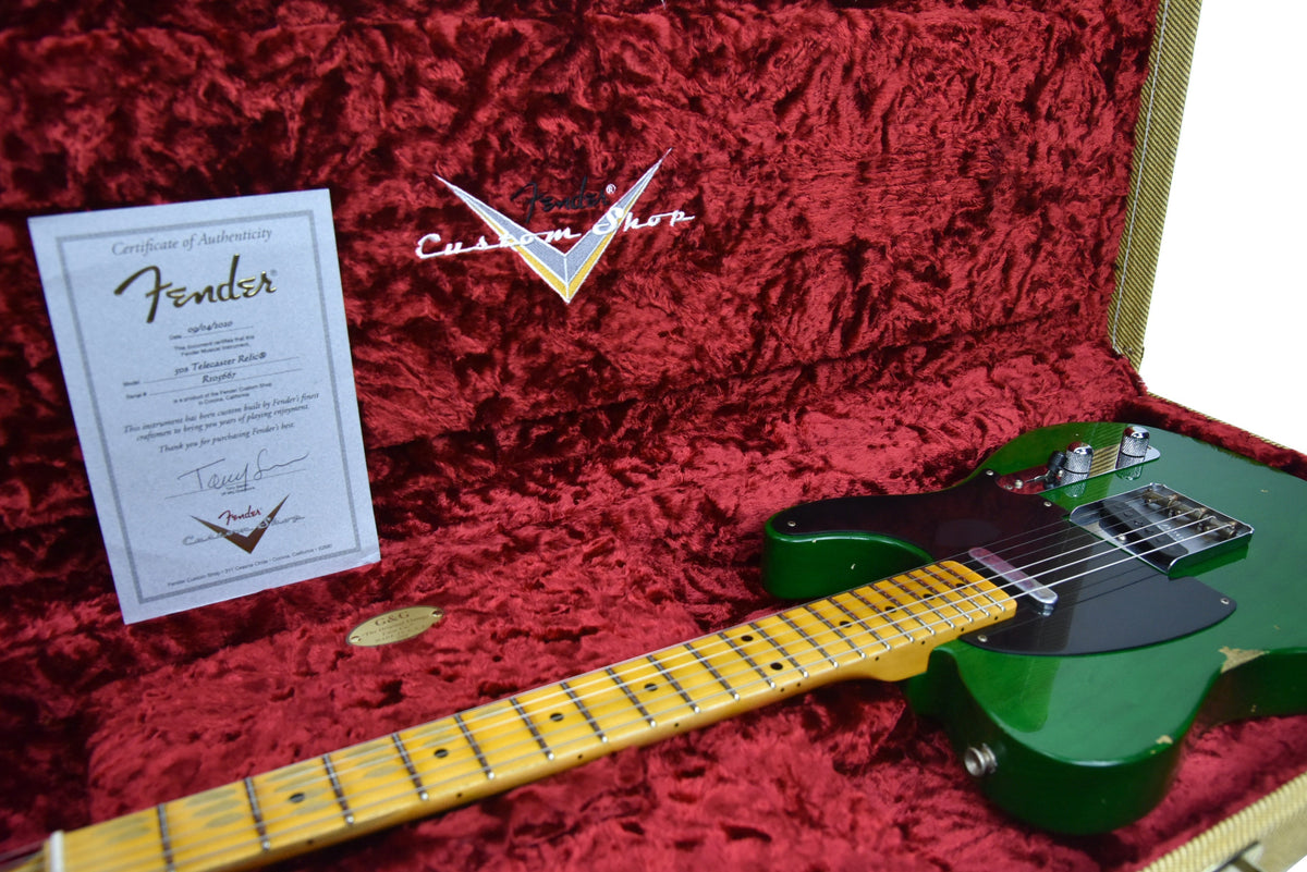Fender Custom Shop 50s Telecaster Relic w/1 Piece Ash Body in Emerald Green Transparent R105667