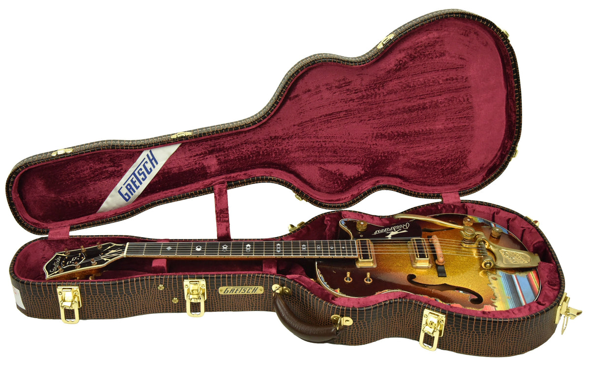 Gretsch Custom Shop G6128 Duo Jet Roadrunner Gold Sparkle Sunburst over Serape Graphic UC20102045