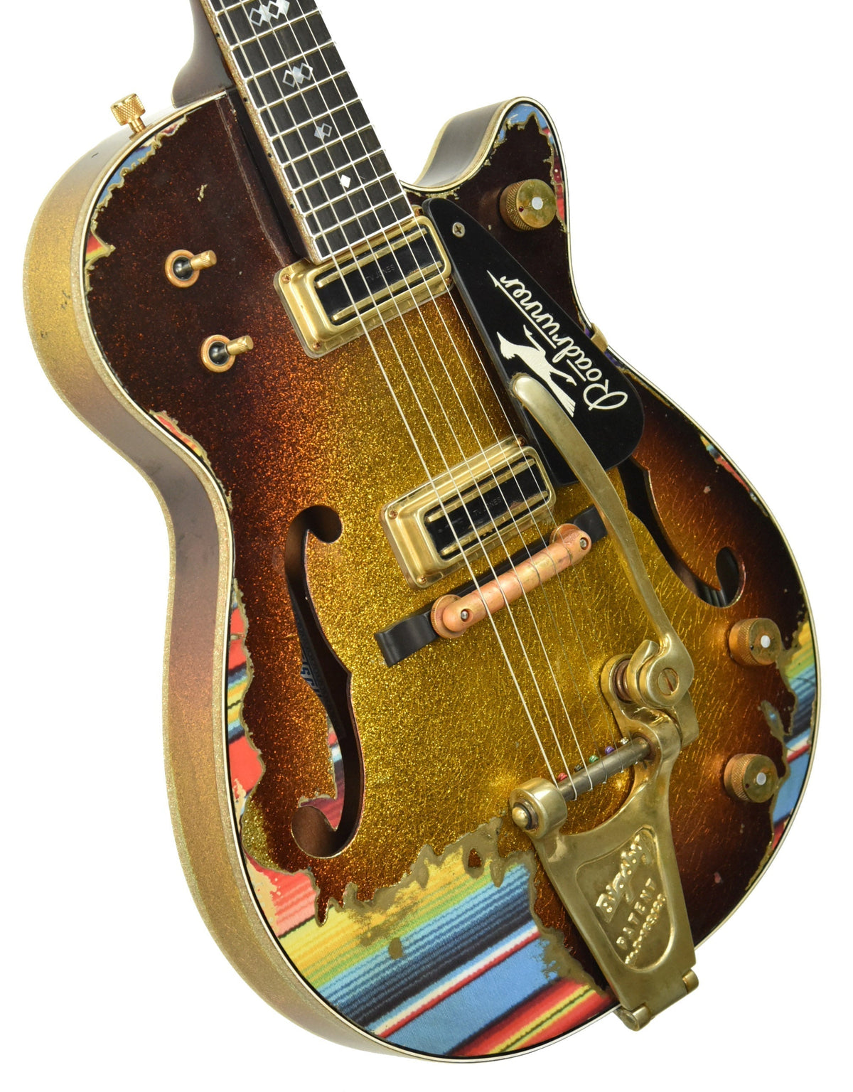 Gretsch Custom Shop G6128 Duo Jet Roadrunner Gold Sparkle Sunburst over Serape Graphic UC20102045