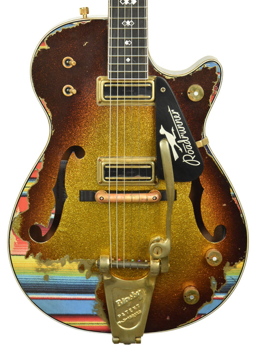 Gretsch Custom Shop G6128 Duo Jet Roadrunner Gold Sparkle Sunburst over Serape Graphic UC20102045