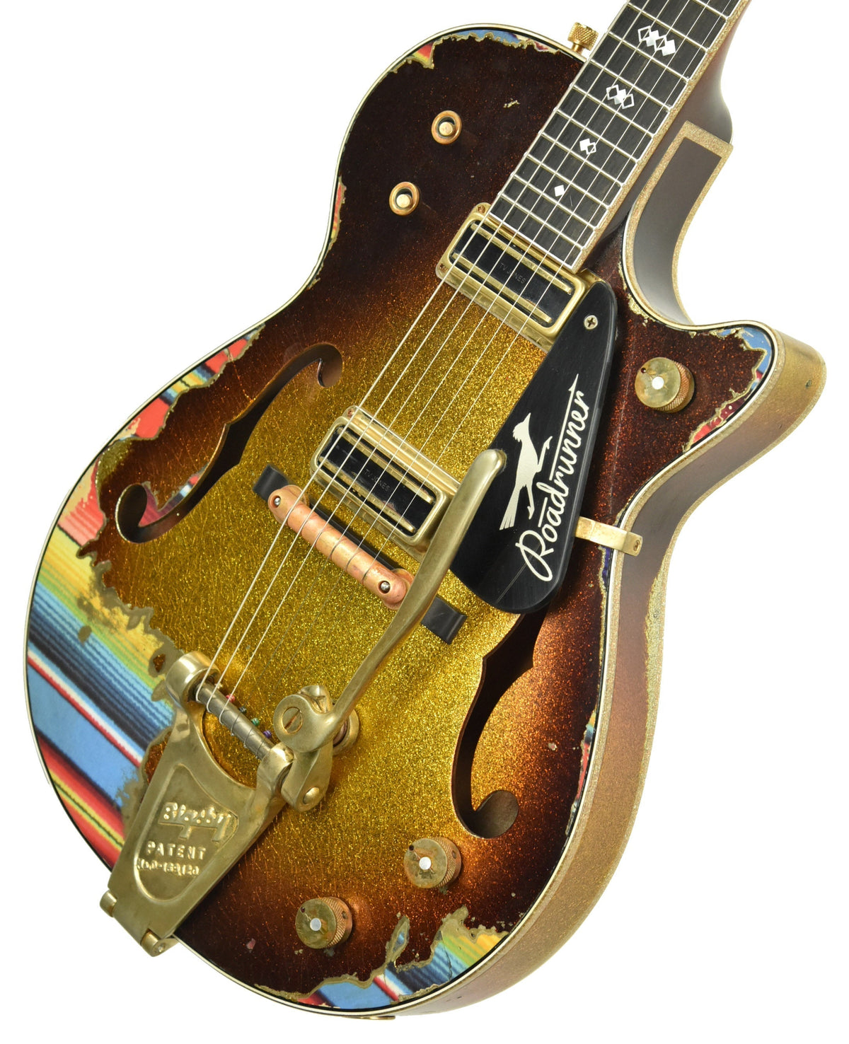 Gretsch Custom Shop G6128 Duo Jet Roadrunner Gold Sparkle Sunburst over Serape Graphic UC20102045