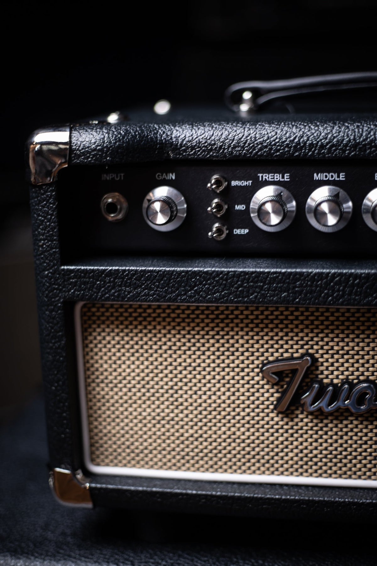 2022 Two-Rock Studio Signature 35 Watt Tube Head and 12-65B 1x12 Extension Cabinet - Black Levant, Black Chassis, Aged British Black and Tan Grill, Silver Knobs, White Piping