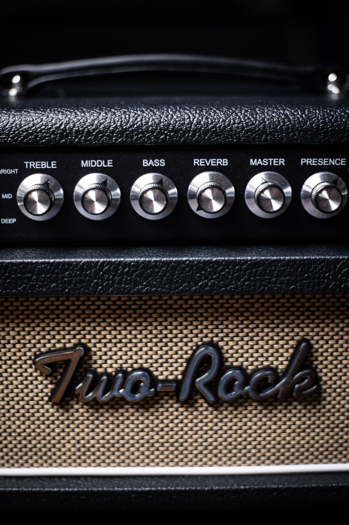 2022 Two-Rock Studio Signature 35 Watt Tube Head and 12-65B 1x12 Extension Cabinet - Black Levant, Black Chassis, Aged British Black and Tan Grill, Silver Knobs, White Piping