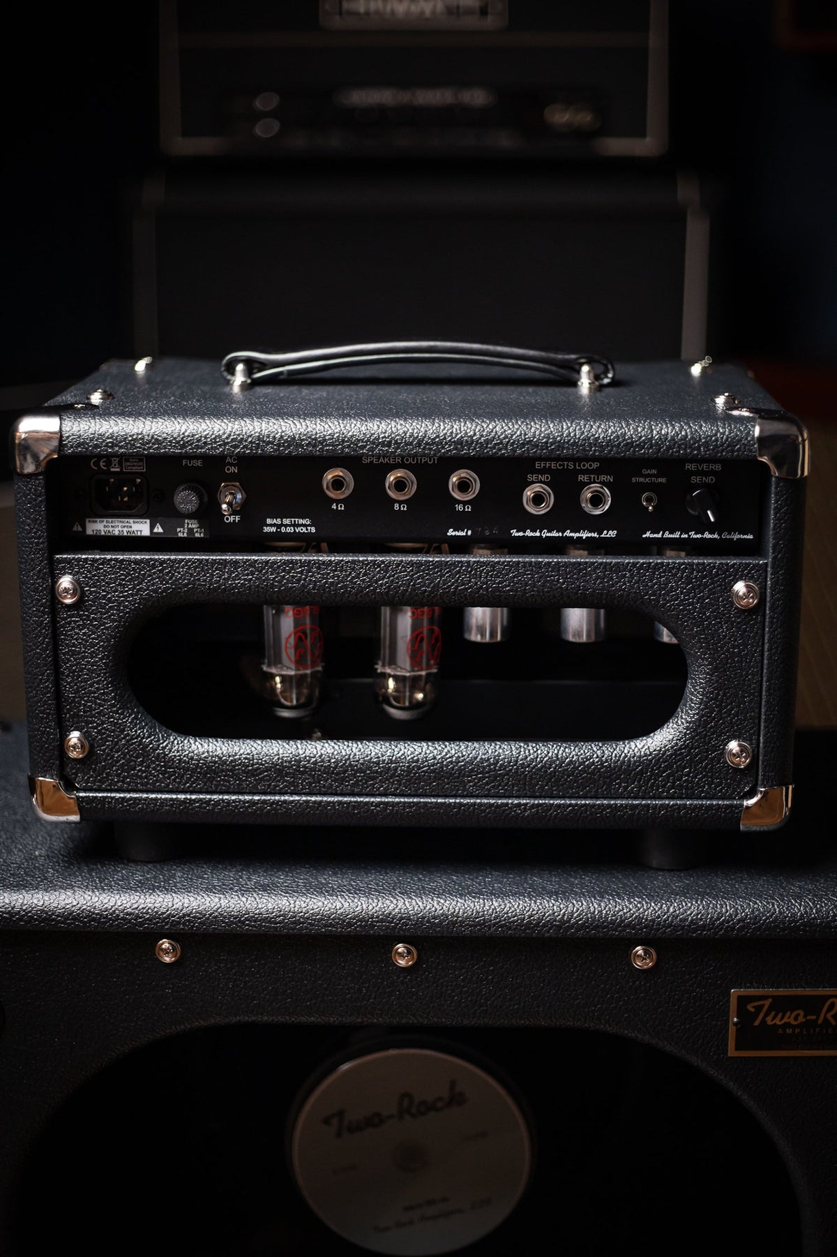 2022 Two-Rock Studio Signature 35 Watt Tube Head and 12-65B 1x12 Extension Cabinet - Black Levant, Black Chassis, Aged British Black and Tan Grill, Silver Knobs, White Piping