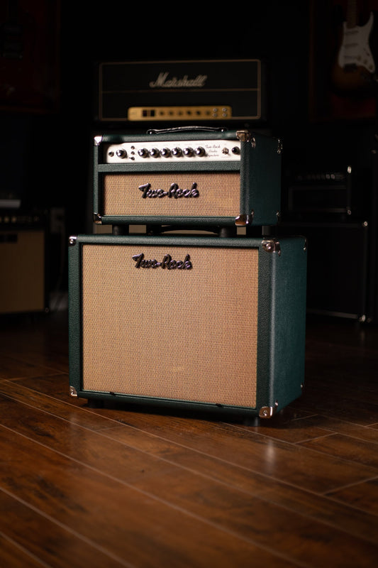 Pre-Order: Two-Rock Studio Signature British Racing Green 35 Watt Tube Head and 12-65B 1x12 Extension Cabinet- Silver Chassis, British Racing Green, Cane Grill, Silver Knobs