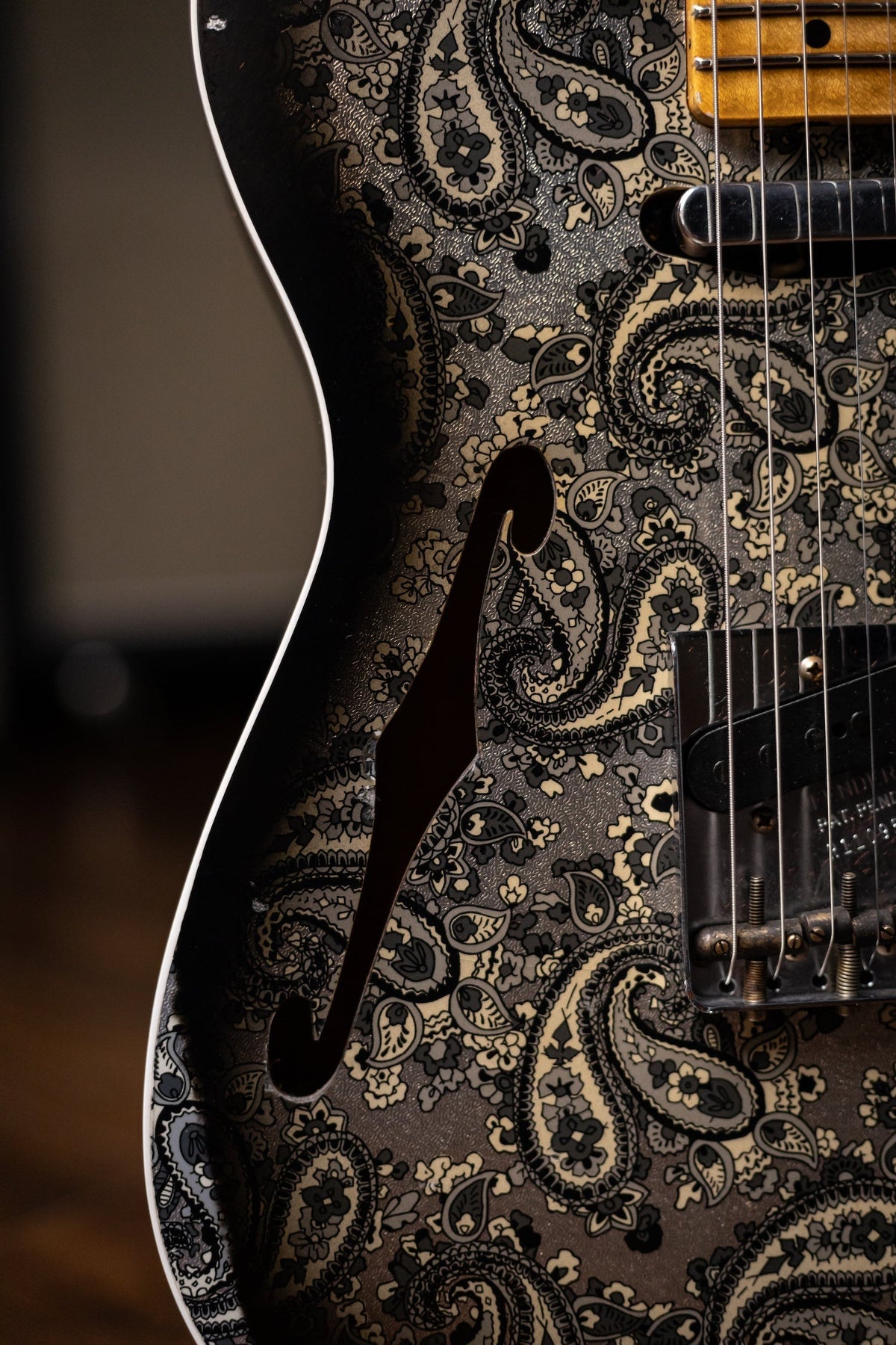 Fender Custom Shop LTD Double Esquire Thinline Custom Relic Aged Electric Guitar - Black Paisley