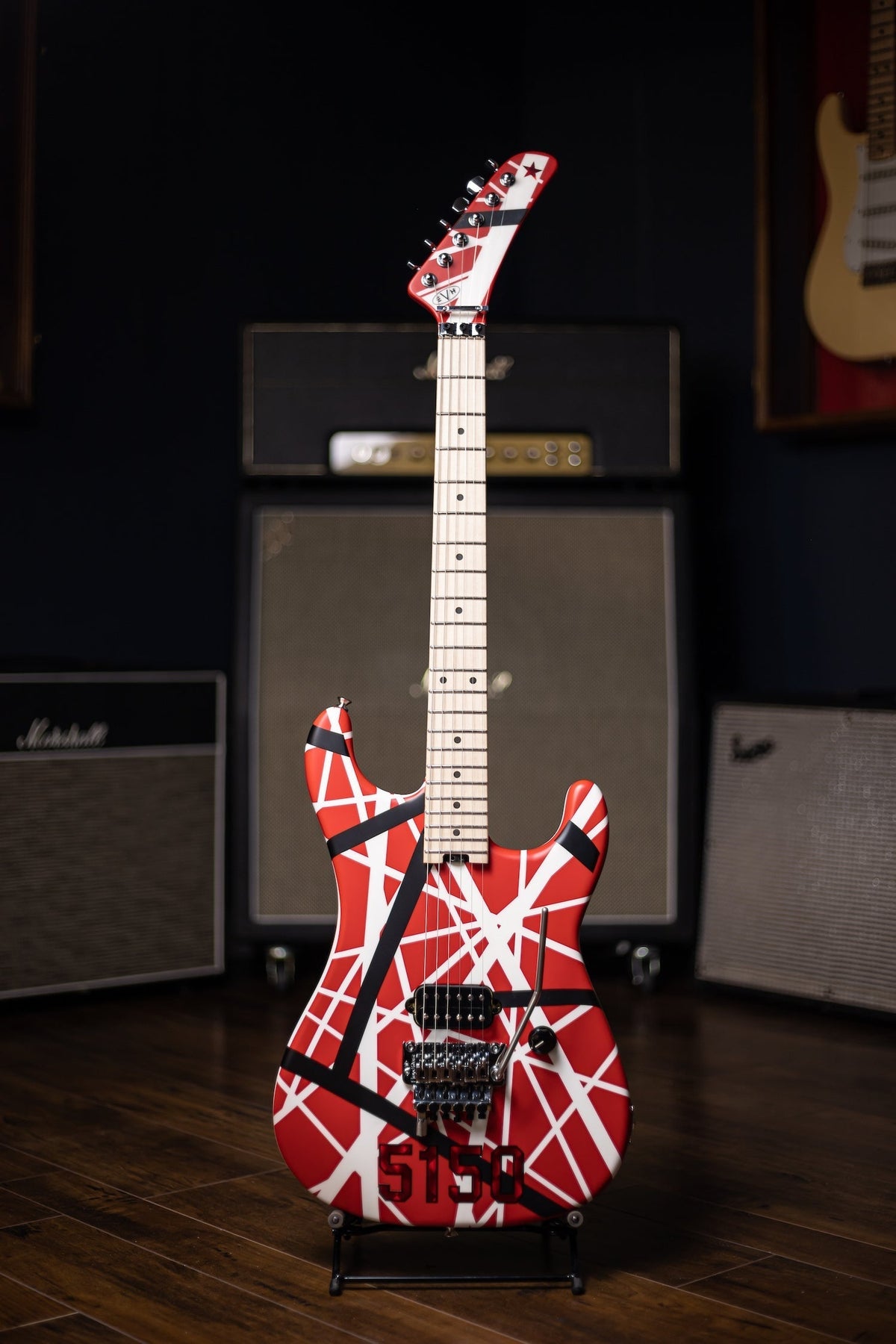 EVH Striped Series 5150 Electric Guitar - Red, Black and White