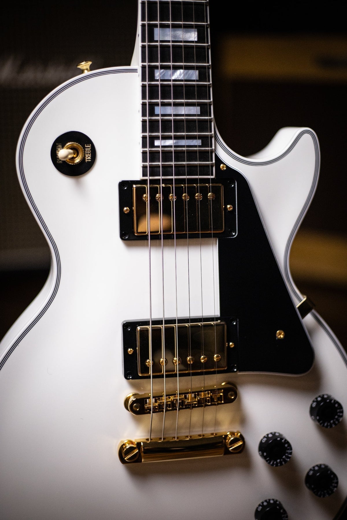 2021 Gibson Custom Shop Les Paul Custom Ebony Fingerboard Gloss Electric Guitar - Alpine White