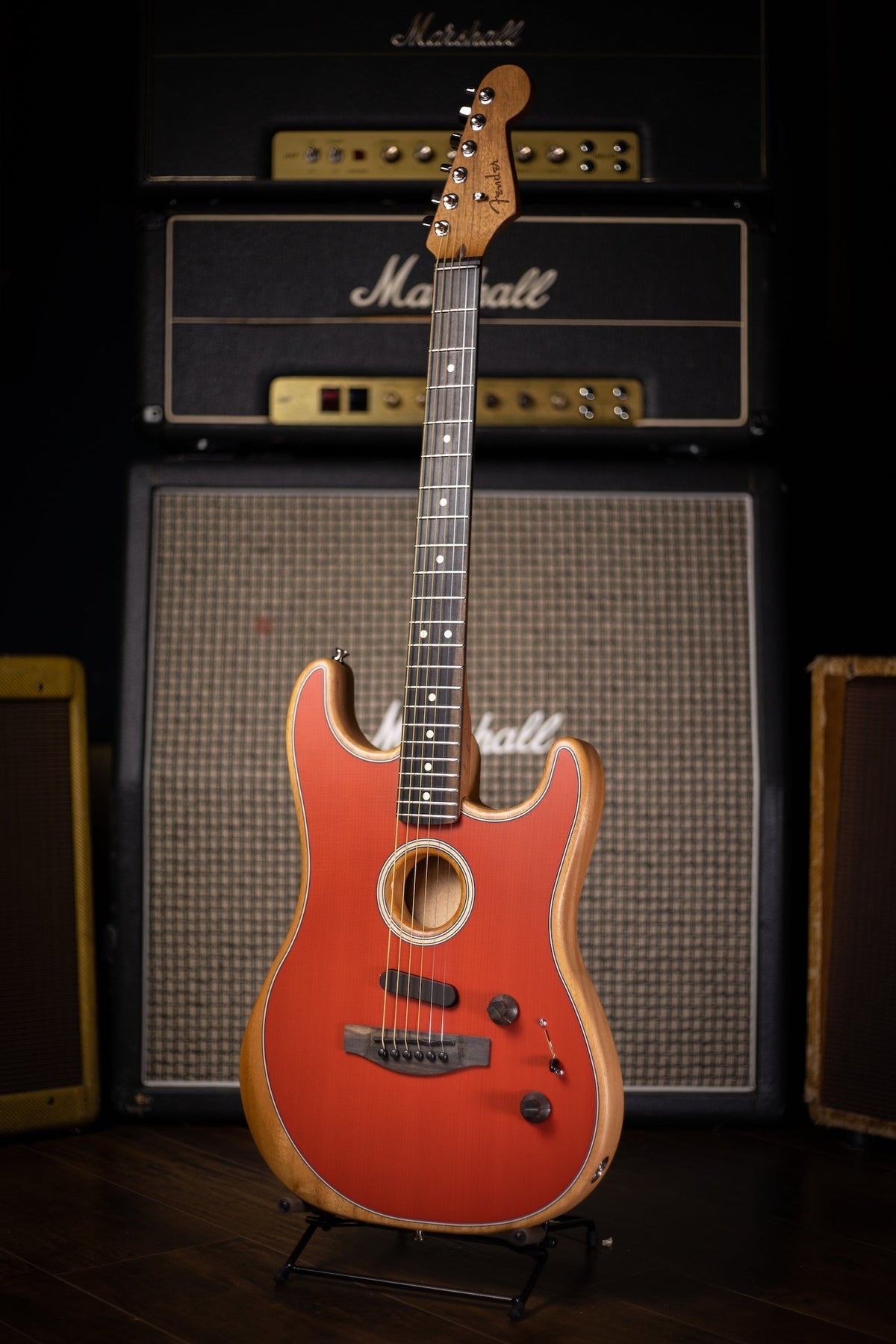 Fender American Acoustasonic Stratocaster Electric Guitar - Dakota Red