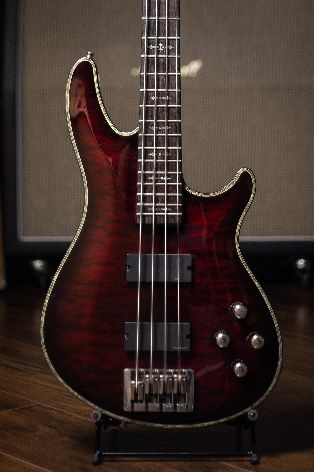2000s Schecter Guitar Research Hellraiser Extreme-4 Electric Bass - Crimson Red Burst