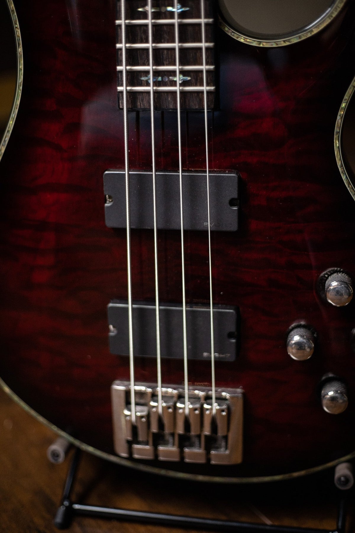 2000s Schecter Guitar Research Hellraiser Extreme-4 Electric Bass - Crimson Red Burst