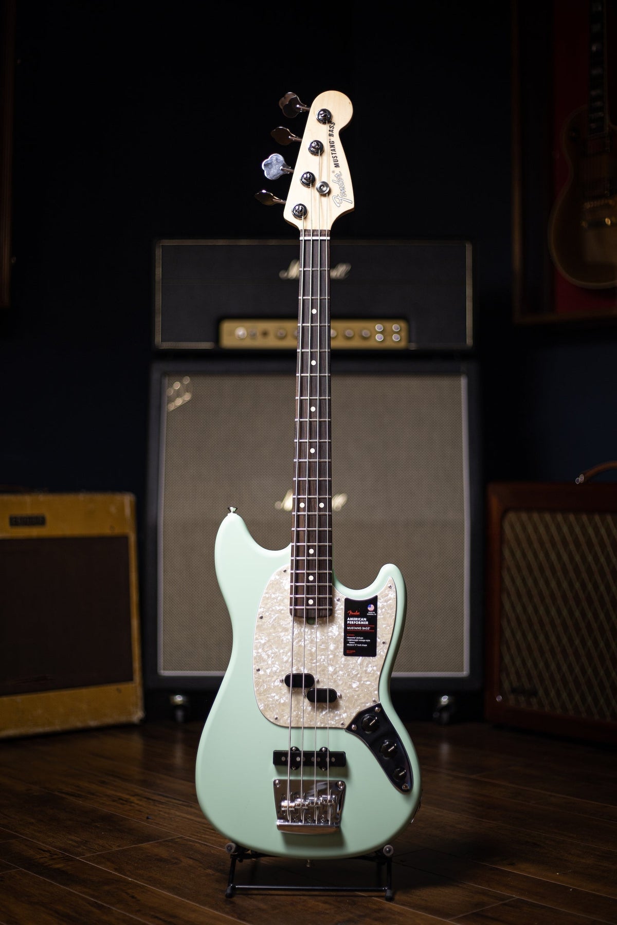 2020 Fender American Performer Mustang Bass - Satin Seafoam Green