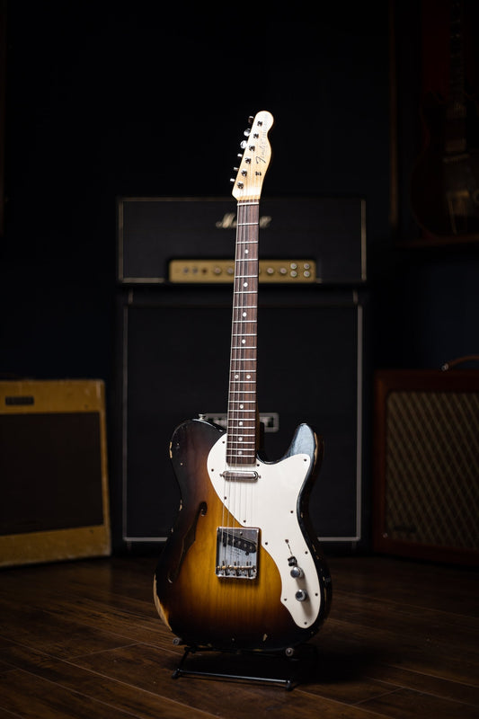 2017 Fender Custom Shop Ltd '50s Thinline Telecaster Relic Electric Guitar - Wide Fade 2 Tone Sunburst