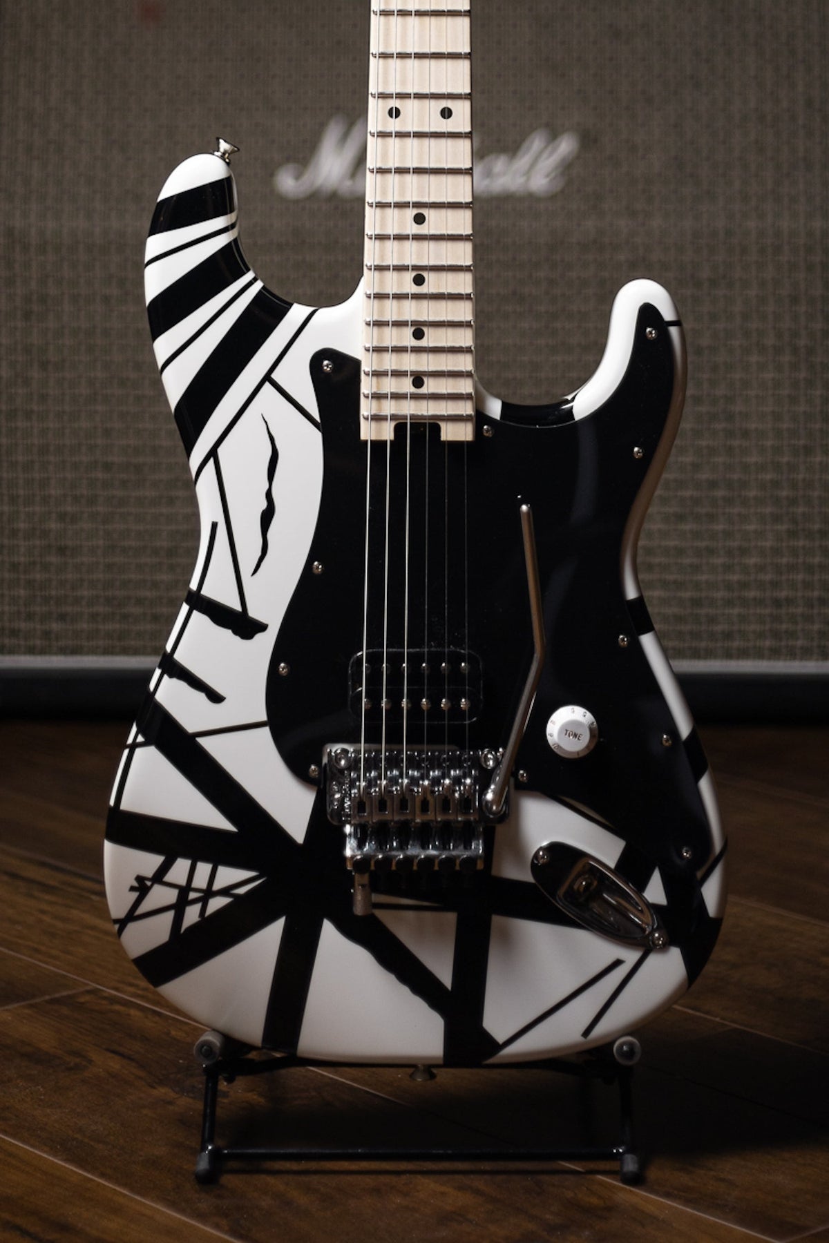 EVH Striped Series Electric Guitar - White and Black