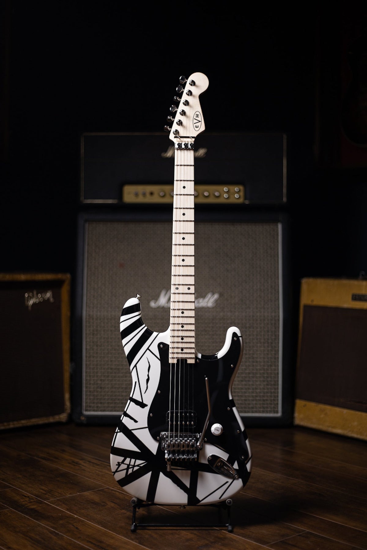 EVH Striped Series Electric Guitar - White and Black