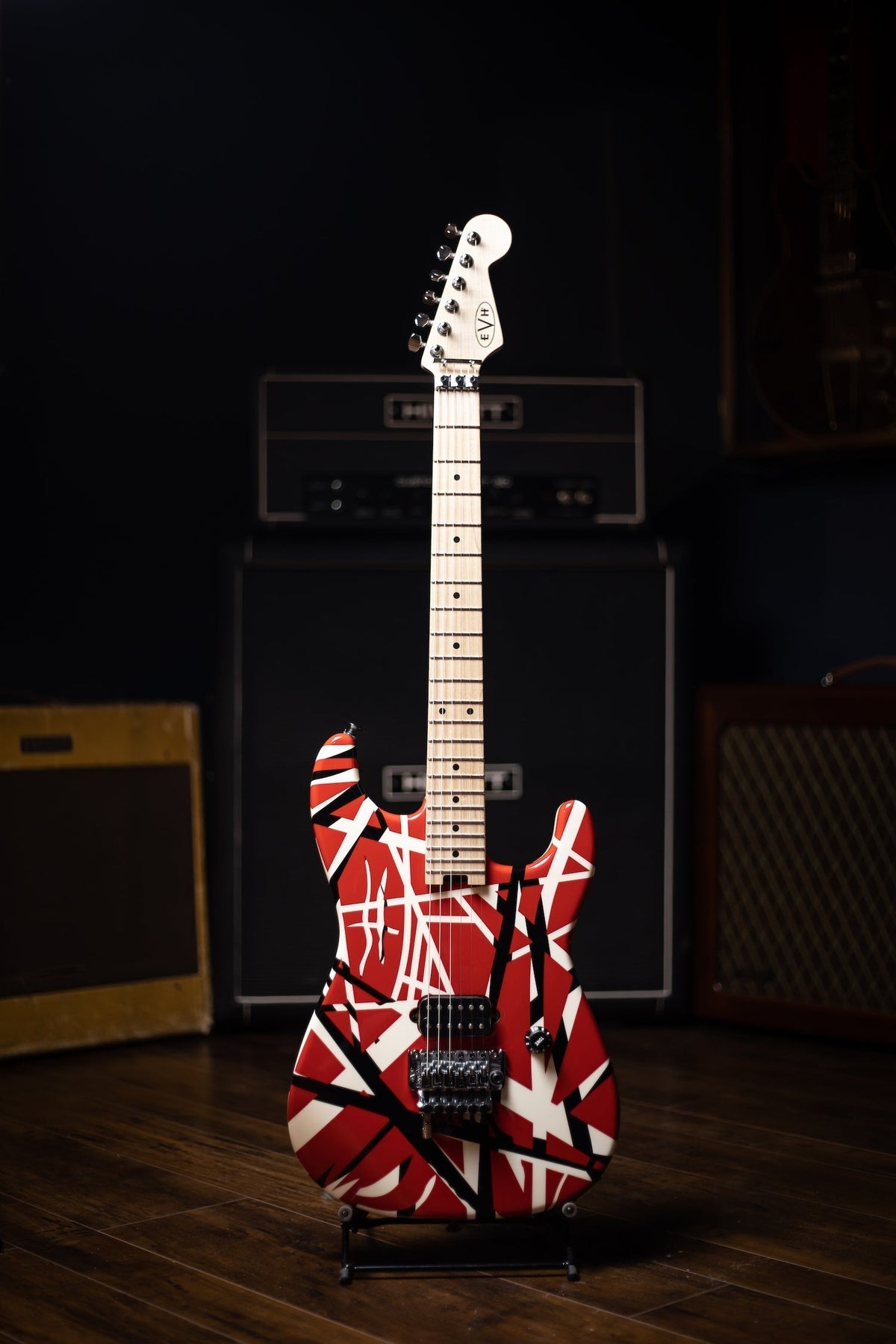 2017 EVH Stripped Series Electric Guitar - Red with Black Stripes