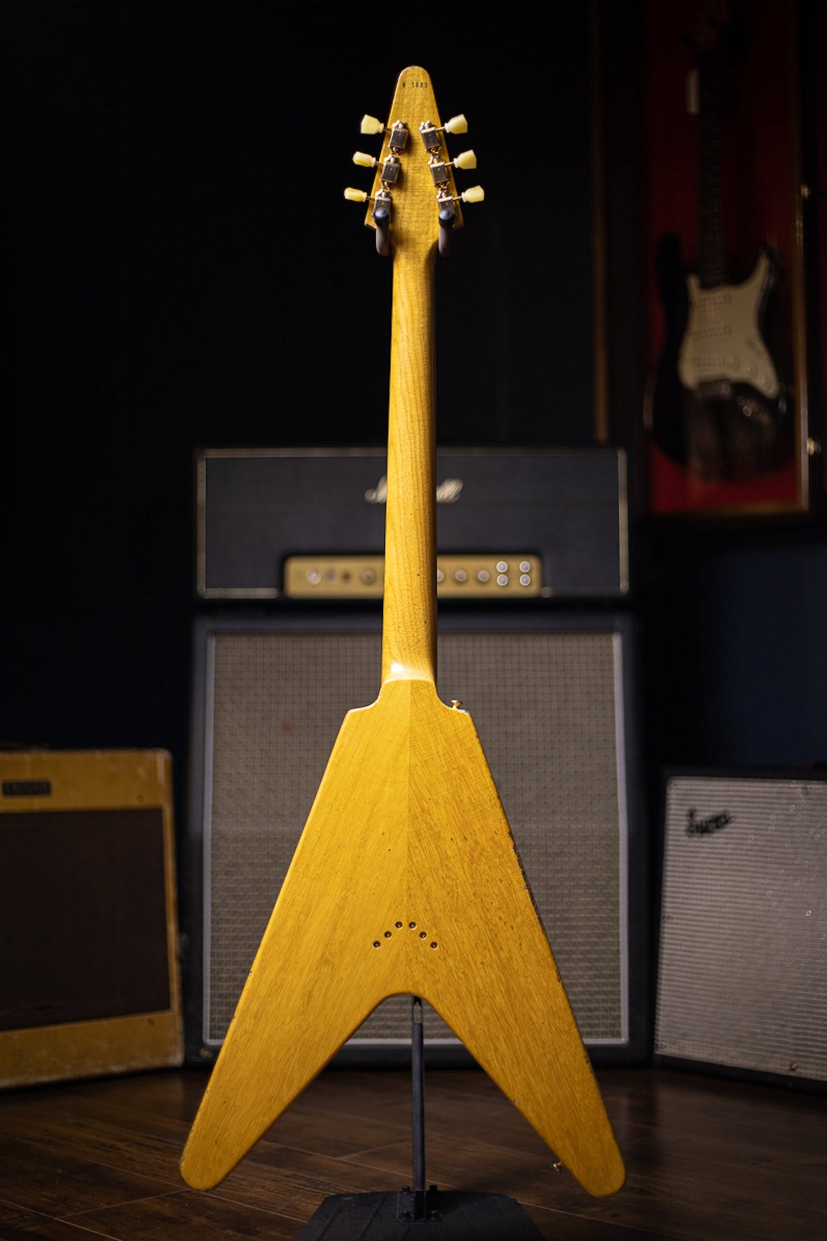 2021 Gibson Custom Shop 58 Korina Flying V Brazilian Rosewood Fingerboard Murphy Lab Light Aged GH Electric Guitar - Natural 81031