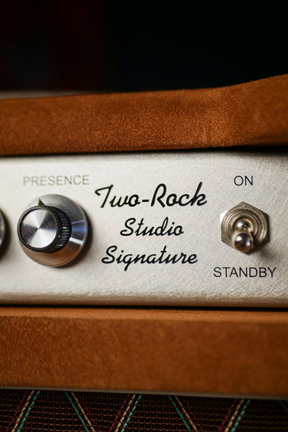 Pre-Order: Two-Rock Studio Signature Tobacco Suede 35 Watt Tube Head and 12-65B 1x12 Extension Cabinet - Silver Chassis, Tobacco Suede, Brown Diamond Grill, Silver Knobs
