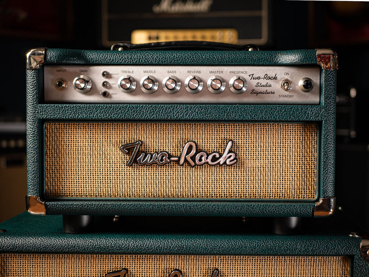 Pre-Order: Two-Rock Studio Signature British Racing Green 35 Watt Tube Head and 12-65B 1x12 Extension Cabinet- Silver Chassis, British Racing Green, Cane Grill, Silver Knobs