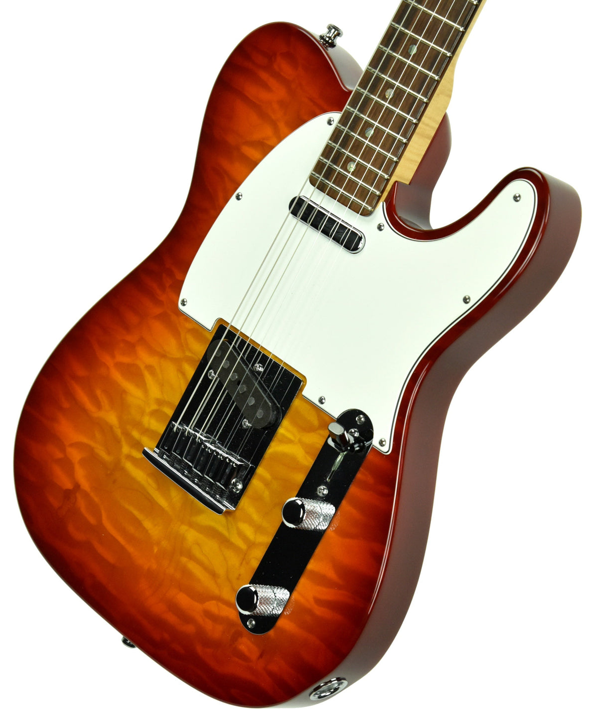 Used 2014 Fender Custom Shop Custom Deluxe Telecaster Quilt Top in Cherry Sunburst 9525