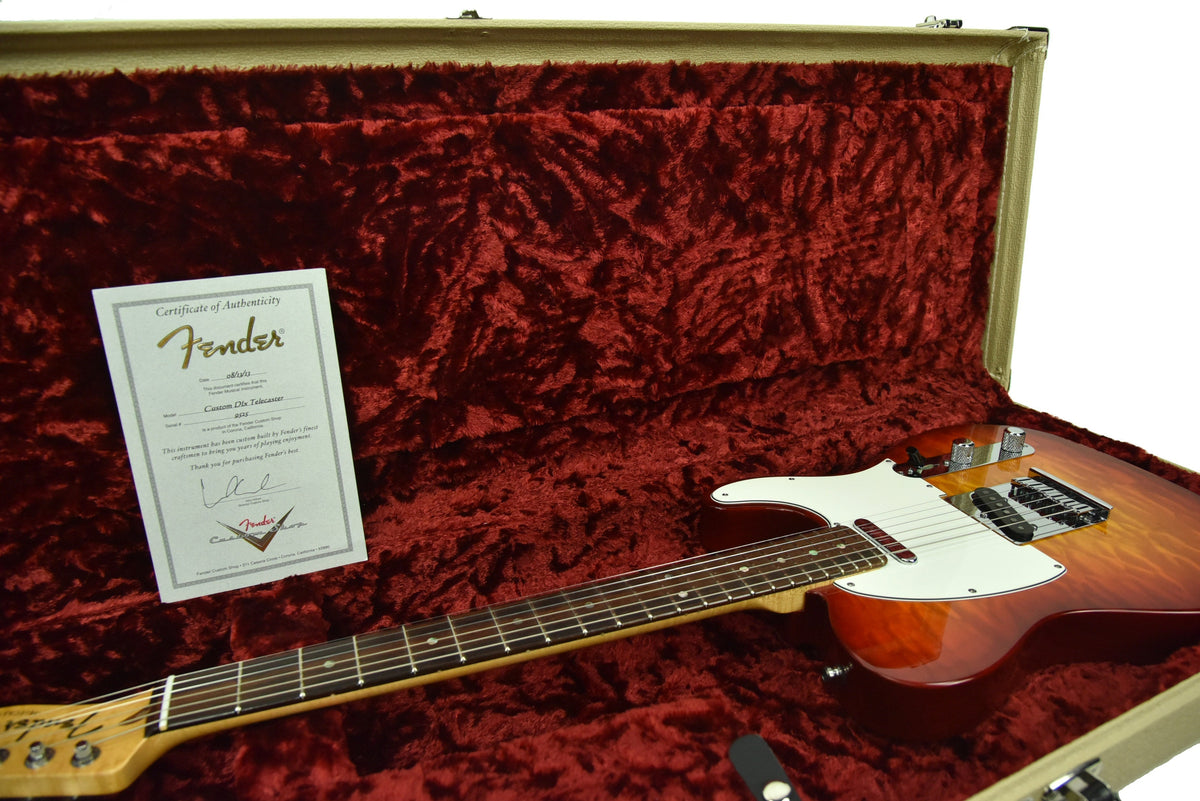 Used 2014 Fender Custom Shop Custom Deluxe Telecaster Quilt Top in Cherry Sunburst 9525