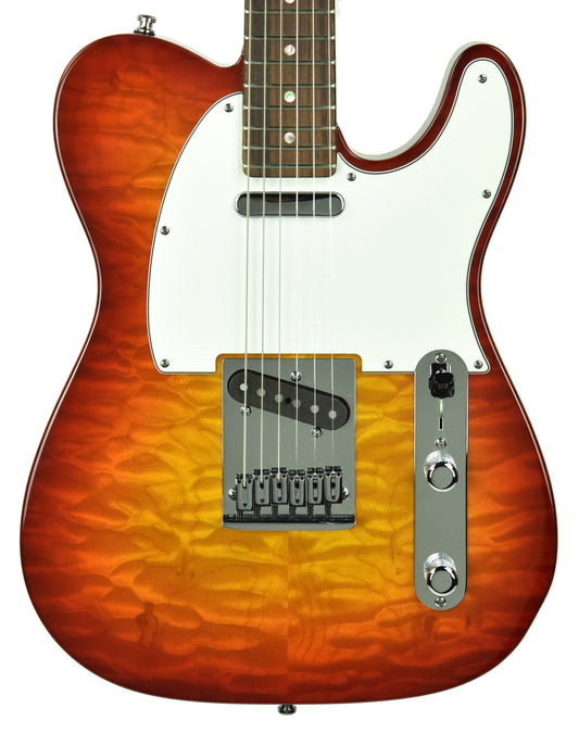 Used 2014 Fender Custom Shop Custom Deluxe Telecaster Quilt Top in Cherry Sunburst 9525