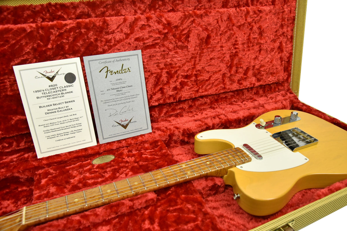 Used Fender Custom Shop Masterbuilt 50s Telecaster Closet Classic Dennis Galuszka Butterscotch Blonde R84617