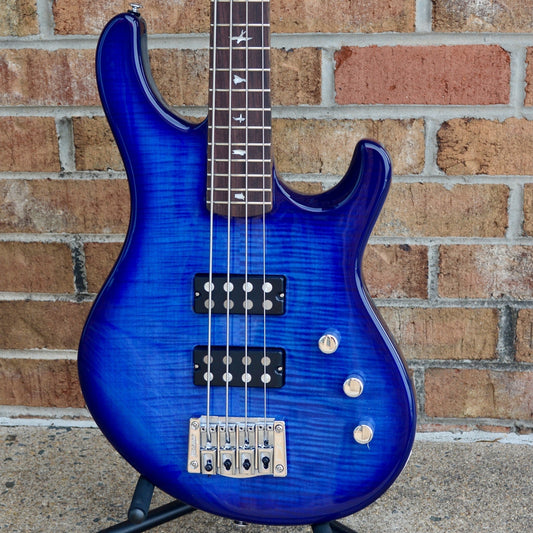 PRS SE Kingfisher Bass Faded Blue Wrap Around Burst