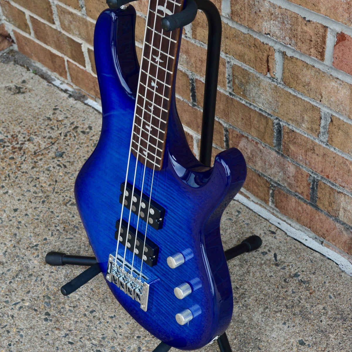 PRS SE Kingfisher Bass Faded Blue Wrap Around Burst