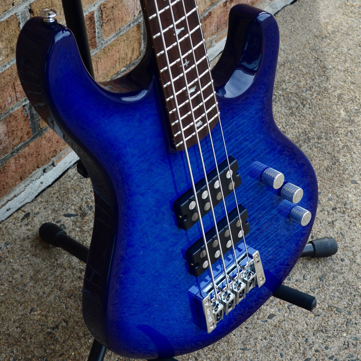 PRS SE Kingfisher Bass Faded Blue Wrap Around Burst
